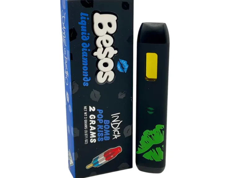Besos: Bomb Pop Kiss – 2G Disposable Candy popsicle vibes meets bold potency. Bomb Pop Kiss is a throwback in flavor with bold razor-sharp sweetness: blue raspberry, cherry, and lime come together in one nostalgic blast. It’s carried in a sleek 2‑gram liquid diamonds disposable that delivers smooth, vibrant hits with serious strength. Every puff is like biting into that tri‑color frozen pop — icy, candy‑sweet, sharp, and fun.